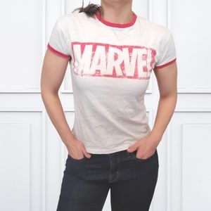Vintage Style Marvel Comics Graphic Tee T-Shirt Red & White Size Small/Medium